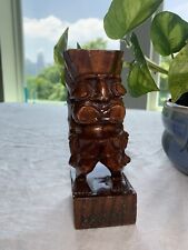 Vintage Carved Wooden Tiki Statue Monkey Pod  Wood Hawaii picture