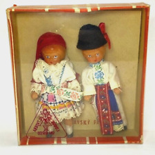 RARE Vintage Small Collectible Dolls 1968 Czech Couple Traditional Folk Dress picture