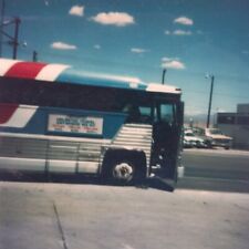 Vintage Polaroid Photo Greyhound Bus Retro Cars Blue Sky  Found Art Snapshot picture