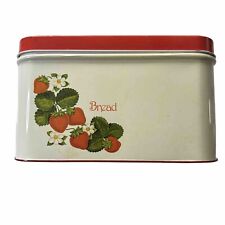 Vintage CHEINCO Bread Box Metal Strawberry Fields Forever Made In USA Retro Red picture