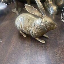 Brass Rabbit Bunny Decor Paper Weight 5 Inch Vintage picture