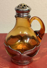 Vintage Farber Bros Amber Glass w Silver Tone Salt & Pepper Shaker - Replacement picture
