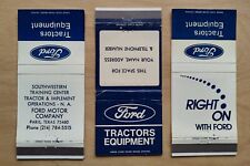 Ford Tractor Matchbook Cover Lot Equipment Logo Southwestern Training Center TX picture