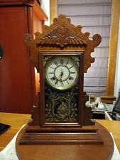 Antique Waterbury 8 Day American Parlor Kitchen Gingerbread Mantel Clock WORKS picture