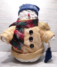 Vintage Wang's Internation Chalkware Snowman hat and scarf mittens birds nest 9
