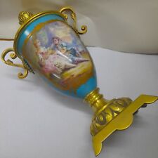 Sevres style amphora, hand-painted, gallant scene signed by Brunier picture