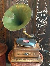 Vintage HMV Gramophone Phonograph Working Antique Audio win-up record player Gif picture