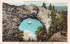 Mackinac Island MI Michigan Military Army Fort Arch Rock Sailing Vtg Postcard A1 picture