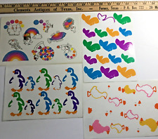 Vintage 1980's Sticker Sheets Rainbows, whales, pinball machines, balloons, duck picture