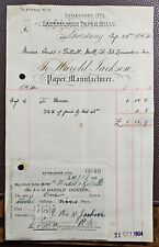 1904 Harold Jackson, Paper Maker, Oakenclough Paper Mills, Garstang Invoice picture