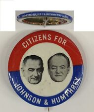 Johnson Humphrey Pinback Pin 1964 Vintage Original Presidential Campaign Badge picture