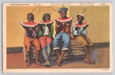 Postcard A Watermelon Feast African American History Typed Message Vintage picture