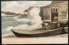 Vintage Postcard 1901-1907 Fish House & Surf, Monhegan, Maine (ME) picture