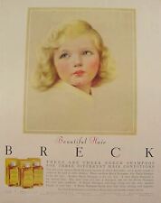 1952 Breck Shampoo Print Ad ~ Curly Blond Girl with Blue Eyes Artwork picture