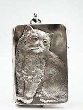 Antique Louis Kuppenheim Silver Kitty Cat Ruby Compact picture