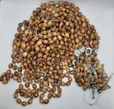 authentic olive wood rosary wire make with Soil from jerusalem hand made12pc/lot picture