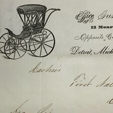 Detroit Michigan Letterhead RARE 1874 Baby Carriage Vignette SIGNED Gustav Kast picture
