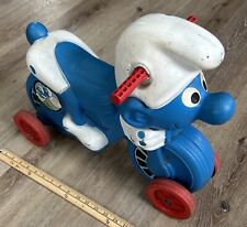 VINTAGE *Rare* SMURF Coleco Moto 1982 WHEELED TOY Piggy Back Rider Toddler Size  picture