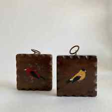 Original Bird Art on Wood Blocks – Set of 2 – 1970s – 1980s – Vintage Bird Art picture