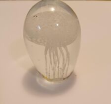 Vintage Art Glass Glow In Dark Jellyfish Paperweight Hand Blown  picture
