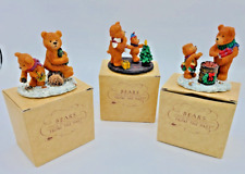 RARE    RUSS BERRIE  SET OF 3 BEARS FROM THE PAST RESIN FIGURINES  CHRISTMAS picture