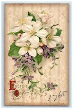c1910's Easter Greetings Flowers Embossed Winsch Back Unposted Antique Postcard picture