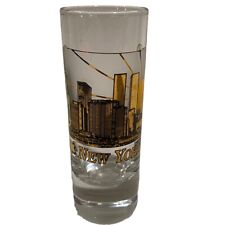 New York City Shooter Shot Glass NYC Skyline Twin Towers Black Gold Appx. 4” picture