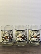 1978 Arbys Currier and Ives Christmas Collector Series Drinking Glasses Set Of 3 picture
