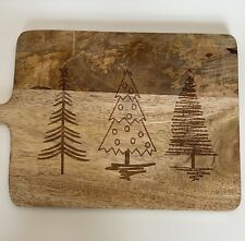 Beautiful Decorative Pine Christmas Tree Cutting Board W/  Leather Hanging Strap picture
