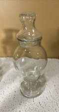 Vintage Clear Thick Glass Apothecary Drug Store Container Jar with Lid 10