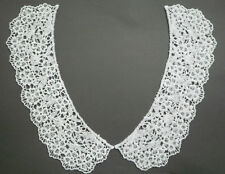  Vintage Venise Lace Applique Collar White Cotton Dress Trim 2pc 1774a picture