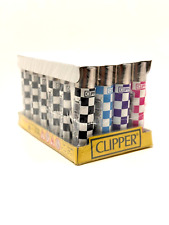 24 X Original Brand CLIPPER Lighters Full Size Mix Style - Checkered Design picture