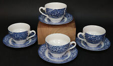 Liberty Blue Cups & Saucers Old North Church Paul Revere Set of 4 Staffordshire picture