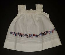Antique? Hand Embroidered Lace Infant  White Linen Dress Small Wonders 3/6 month picture