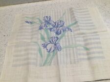 NEW VTG linen bearded iris hand towel new without tags picture