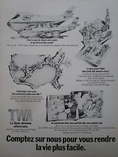 9/1970 PUB AIRLINE TWA AIRLINE USA BOING 707 747 ORIGINAL FRENCH AD picture