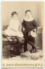 Girl with Doll, Boy and Drum Vintage Photo by Lewis Charlottetown  P.E.I. Canada picture