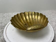 Decorative Collectible Solid Brass Clam Shell Footed Sea Shell Trinket Dish 7