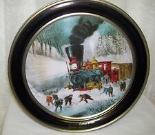 Currier and Ives Tin Box American Railroad Scene Snowbound Train Large Size picture