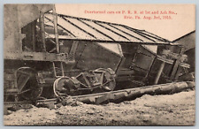 Postcard~ P.R.R. Overturned Train Cars~ 1915 Flood~ Erie, Pennsylvania picture