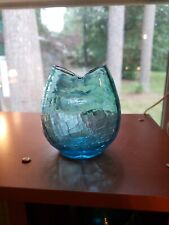 Vintage Aqua Glass Double Bud Vase picture