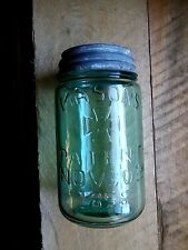 MASON'S PATENT 1858 PINT Jar ~ ZINC LID -  Antique Reproduction - APPLE GREEN picture