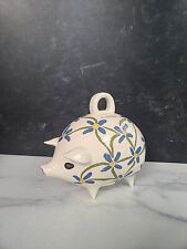 Vintage Ceramic Handpainted Piggy Bank With Handle picture