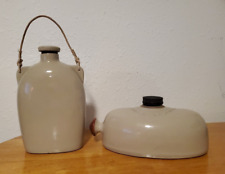 1940s Bourne Denby & Unbranded Stoneware Hot Water Foot & Muff Warmers England picture