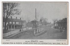 Malone, New York, Vintage Advertising  Postcard View of Elm Street in 1889 picture