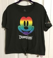 Disneyland Black Rainbow Mickey Mouse Pride Month Short Sleeve Shirt XL NWT picture