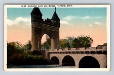 Hartford CT-Connecticut, Memorial Arch & Bridge, Antique, Vintage Postcard picture