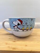 Peanuts Snoopy Woodstock Christmas Snow Ceramic Soup Mug 24 OZ picture