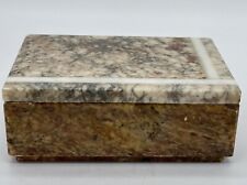 Marble Stone Trinket  Jewelry Tobacco Storage Box With Lid Brown Tan Elegant picture