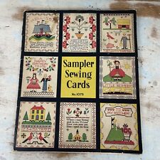 Vintage Sewing Sampler Kit Kids 5 Sampler Cards Childs Cross Stitch Beginner picture